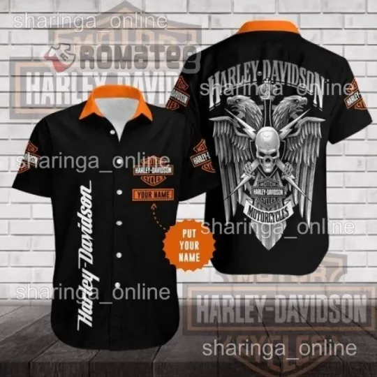 Personalized Harley Motor Racing Davidson Casual Button Down Shirt