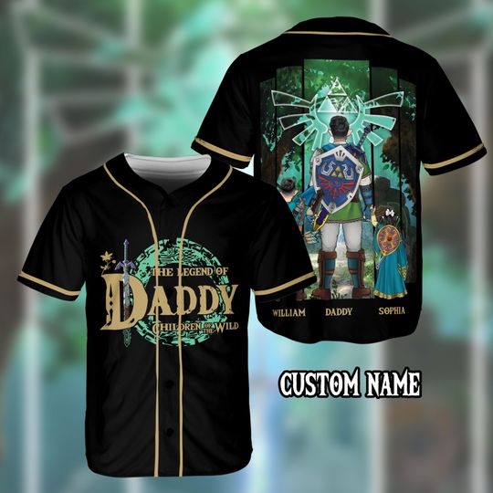 Legend of Zelda Dad Baseball Jersey, Personalized Link Shirt, Custom Breath of the Wild Apparel