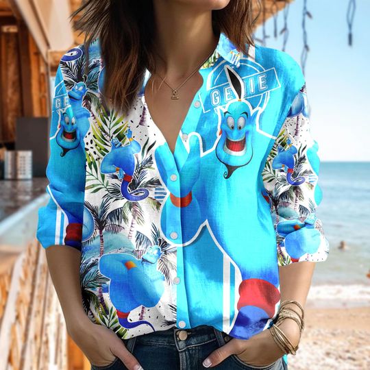 Disney Aladdin Women Casual Shirt, Genie Aladdin Women Shirt, Cartoon Women Blouses Shirt, Magic Kingdom Shirt, Family Trip Gift