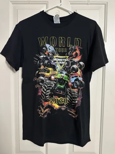 Monster Jam World Tour Shirt 2020 Black Trucking Grave Digger Adult Size Medium