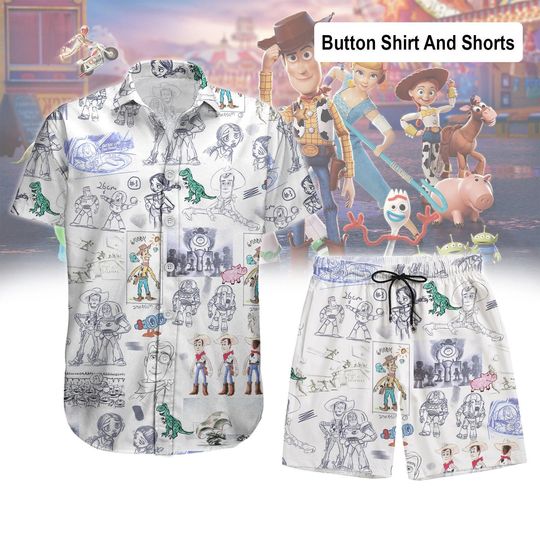 Toy Story Hawaiian Shirt, Disney Shirt, Toy Story Family Shirt, Disney Woody Buzz Jessie Bullseye Rex Button Shirt, Disney Trip Shirt