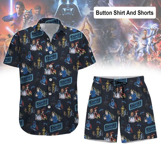 Star Wars Empire Strikes Back Darth Vader Button Shirt, Disney Star Wars Hawaiian Shirt, Movie Lovers Gift, Star Wars Characters Shirt