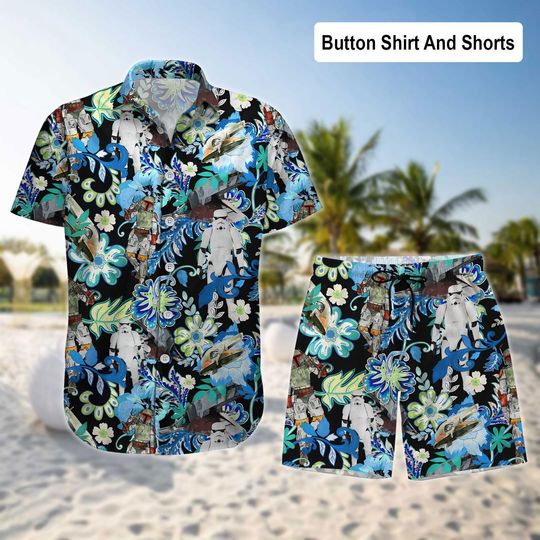 Star Wars Stormtrooper Boba Fett Hawaiian Shirt, Disney Movie Button Shirt, Tropical Shirt, Disney Family Summer Shirt, Beach Shorts