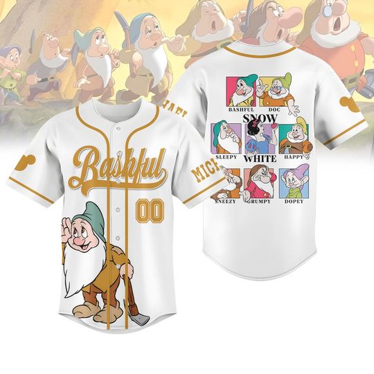 Disney Bashful Dwarf Baseball Jersey, Disney Princess Baseball Shirt, Snow White And Seven Dwarfs Shirt, Disneyland Trip Shirt