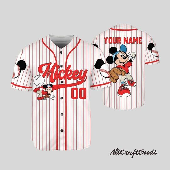 Discover Personalized Mickey Mouse Baseball Jersey, Mickey Mouse Baseball Shirt, Mickey Disney Shirt, Magic Kingdom Shirt, Disneyworld Shirt