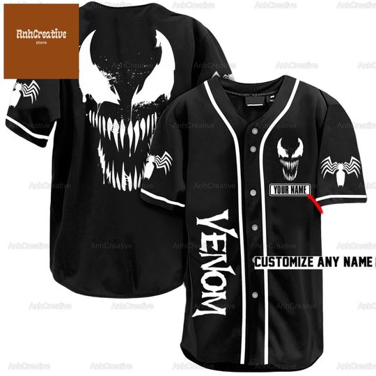 Custom Venom Baseball Jersey, Venom Baseball Shirt, Venom Jersey Shirt, Venom Shirt, Venom 3 Shirt, Venom Lover Gift, Movie Lover Gift