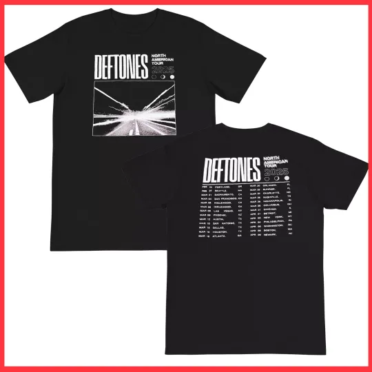 Deftone Rock Album Black 2025 USA MADE Tour Concert T Shirt