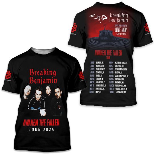 Breaking Benjamin Awaken The Fallen Tour 2025 3D T-Shirt