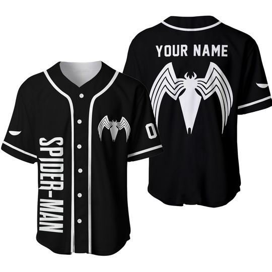 Personalized Spider-Man Alien Symbiote Baseball Jersey, Superhero Jersey