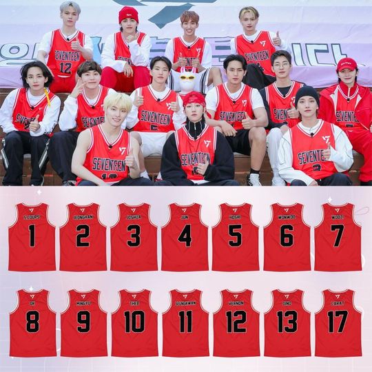 Custom Seventeen Members Kpop Basketball Jersey, Jersey Tank Top For Adult Kid, Seventeen Tour Jersey, Right Here 17, Best Gift For Carat