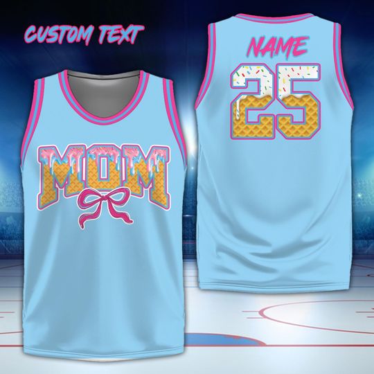 Personalized Name Coquette Bow Mama Dripping Basketball Jersey, Custom Color Ice Cream Drip Mom Basketball Shirt, Game Day Outfit For Mama