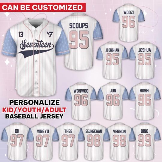 Custom Seventeen Members Baseball Jersey, Kpop Trending Jersey, Seventeen Tour Jersey Team, Gift For Carat, 17 Right Here, Black Friday Sale