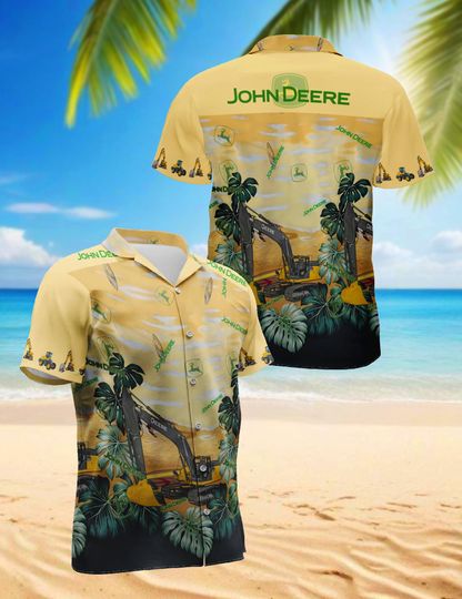 Discover Green Tractor Hawaiian Shirt, Country Aloha Shirt for Men, Farm Life Beach Shirt, Rural Summer Vacation Shirt, Tractor Lover Gift