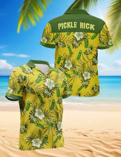 P rick Hawaiian Shirt, Funny Cartoon Aloha Shirt, Rick and Rickandmorty Tropical Summer Shirt, Beach Vacation Shirt for Men