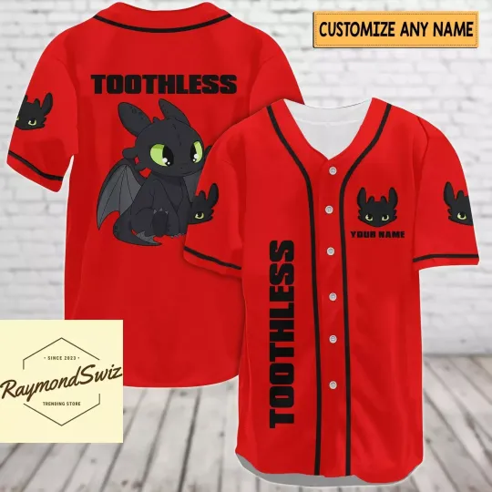 Custom Name Toothless Dragon 3D Baseball Jersey Shirt