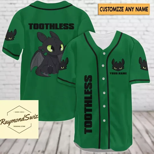 Custom Name Toothless Dragon 3D Baseball Jersey Shirt