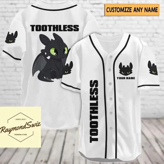 Custom Name Toothless Dragon 3D Baseball Jersey Shirt