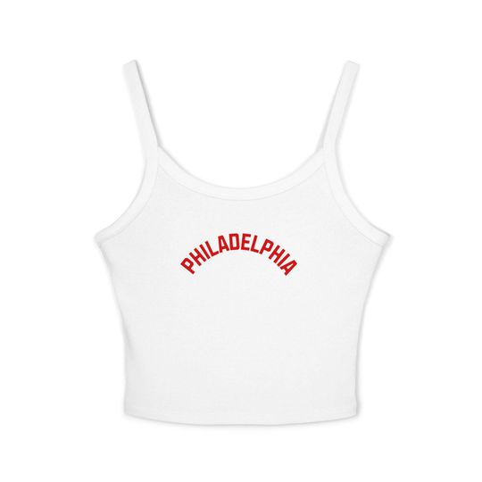 Philadelphia Women’s Spaghetti Strap Tank Top, Summer Sleeveless Shirt, Trendy Graphic Tee