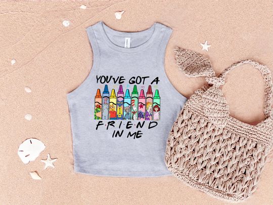 Teacher Librarian Racer Tank Top, You've Got A Friend In Me Tee, Reading Kids Book Characters Crayon Racerback, Teacher Friend Shirt