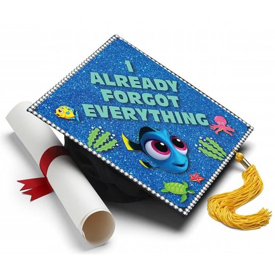 Printed Graduation Cap Topper - Forgot Everything, Finding Nemo Theme