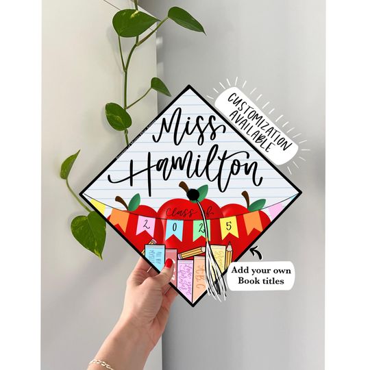Grad Cap Topper for Teachers, Custom Graduation Cap for Education, Elementary Teacher Grad Cap