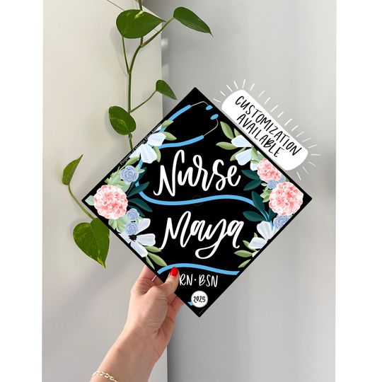 Nurse Graduation Cap Topper, RN Grad Cap, BSN Nursing Cap, Custom Nurse Cap