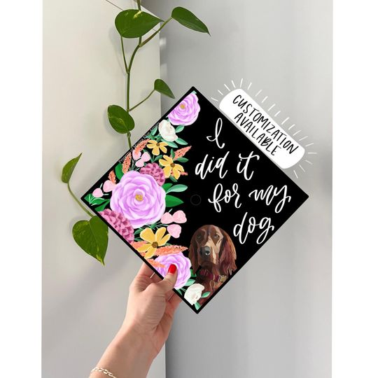 Pet Portrait Graduation Cap Topper, Custom Dog & Cat Grad Cap