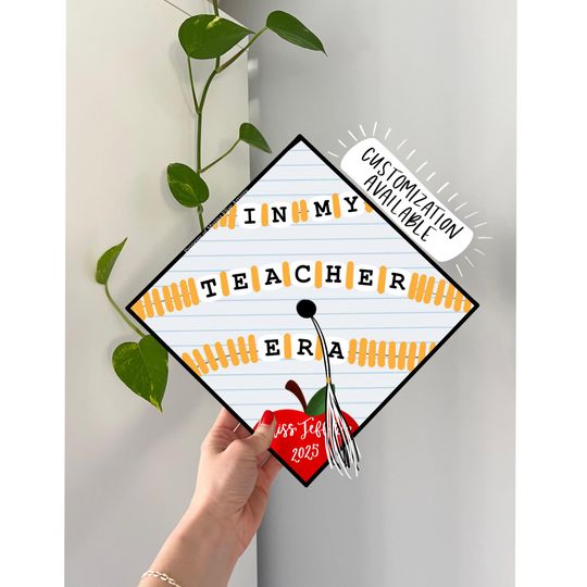 Grad Cap Topper for Teachers - Custom Education Graduation Cap