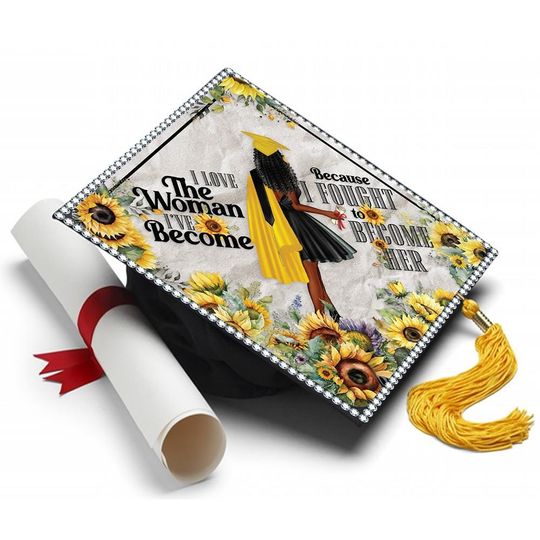 Printed Graduation Cap Topper - Love the Woman I've Become
