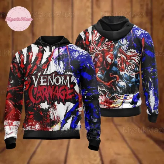 Halloween Marvel Carnage And Venom 3D HOODIE MOTHER DAY GIFT ALL OVER PRINT