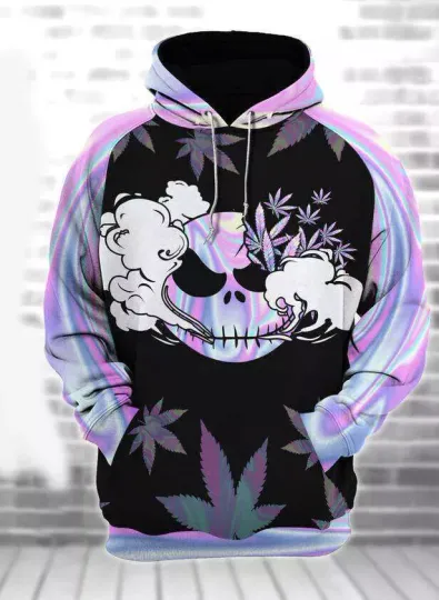 Jack Skellington Smoking Weed Halloween Weed Smoker 3D HOODIE MOTHER DAY GIFT