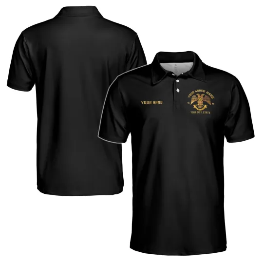 Discover Personalized Rite of Scottish 32 Wings Down Freemason Men's Polo Shirt