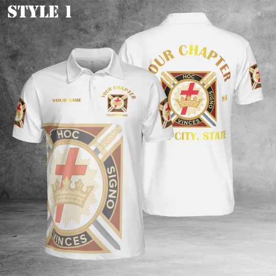 Personalized Name Masonic Knights Templar Freemasonry 3D Polo Shirt
