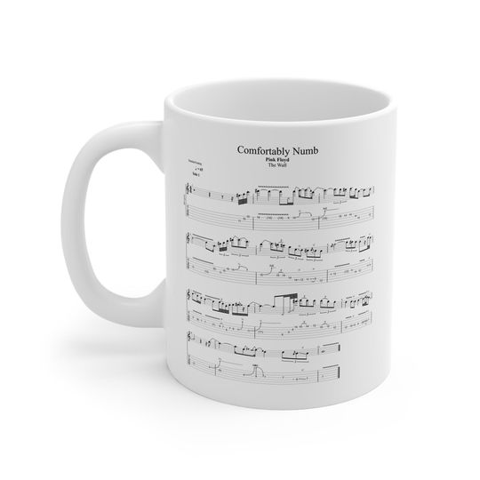 Comfortably Numb Guitar Solo Tab Mug | Pink Floyd Song Mug | 11oz Guitarist Gift | Classic Rock Coffee Mug | Guitar Tablature Print