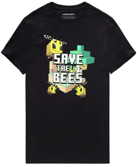Minecraft Save The Bees Men's Black T-Shirt - NWT