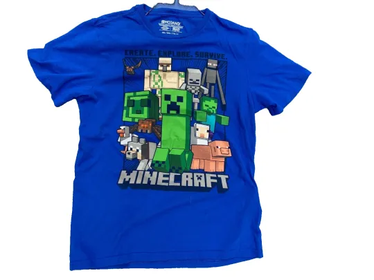 Minecraft Attack Squad Boys Mojang Blue Short Sleeve T-Shirt Size XXL (18)