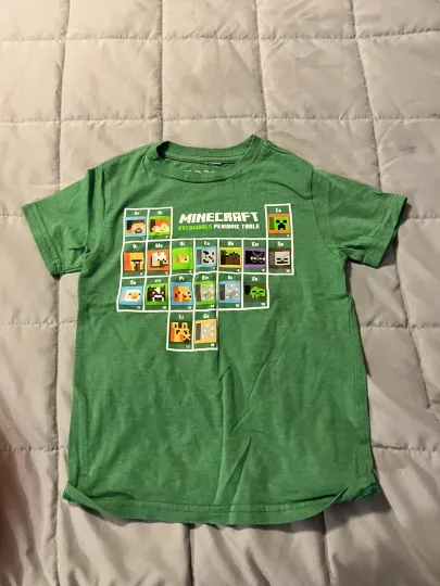 Mojang Minecraft Casual Short Sleeve Green Graphic T-Shirt Youth Boys Size XS