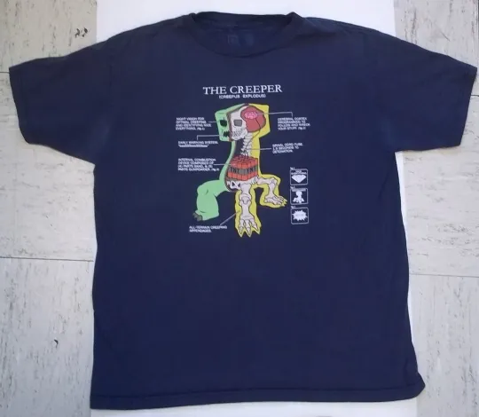 MOJANG JINX MINECRAFT Exxploding Creeper T-Shirt Youth Size Med blue