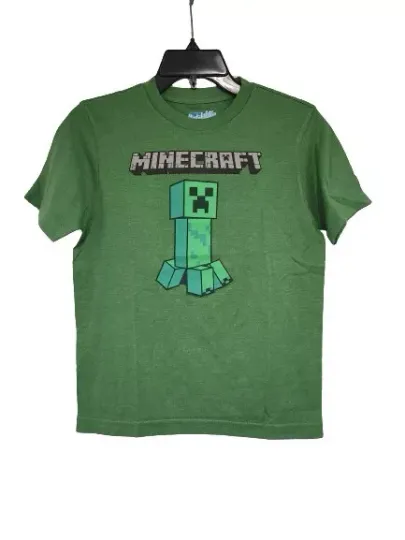 New Minecraft Classic Creeper Youth Medium Video Gaming Heather Green T-shirt