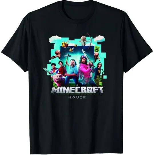 Discover A Minecraft Movie Adventure Gang Main Characters Group Shot T-Shirt S-4XL