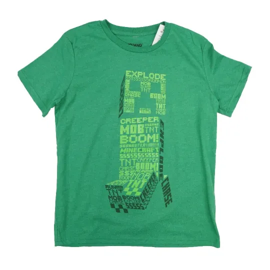 MINE CRAFT BOY YOUTH CREEPER GREEN  T SHIRT
