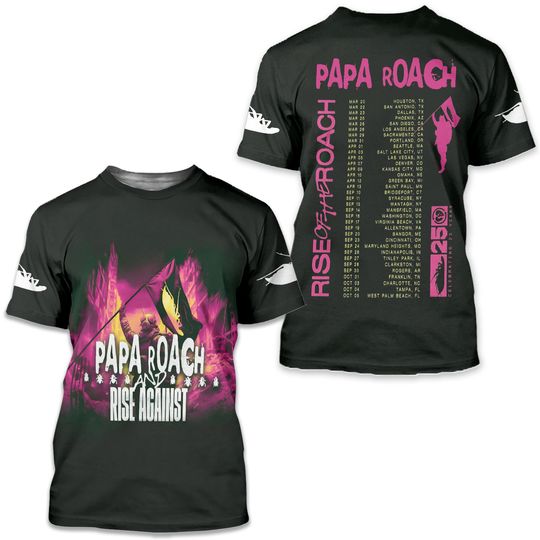 Papa Roach Rise Against 2025 Tour 3D T-Shirt