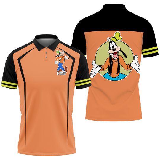 Custom Disney Mickey and Friends Polo Goofy Orange, Business Casual Disney Polo