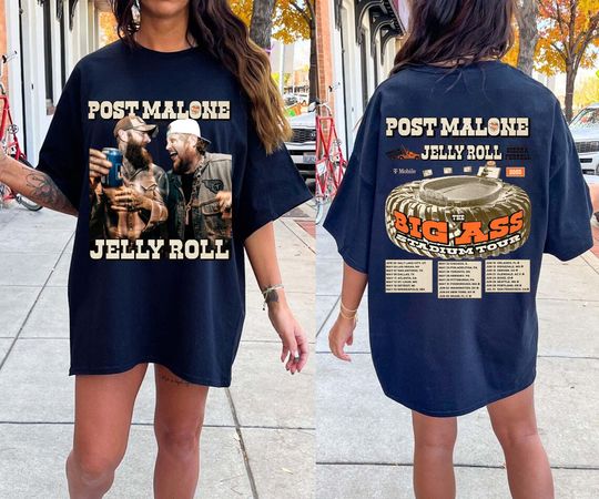 Discover Post Malone Jelly Roll Comfort Colors Shirt, Concert Tour Music Western 2025,Post Malone Rap Music Merch Shirt, Post Malone Tour Shirt