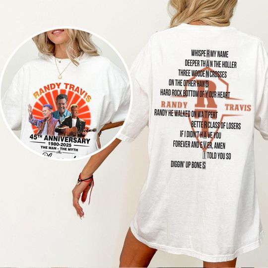 Comfort Colors Randy Travis 45th Anniversary T-Shirt - Country Music Legend Apparel, Fan Gift