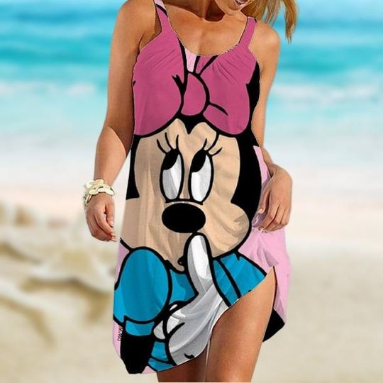Minnie Mickey Sling Summer Dress, Disney Family Beachwear Dress, Disneyland Dress Women, Disney Girl Trip Shirt, Summer Clothing