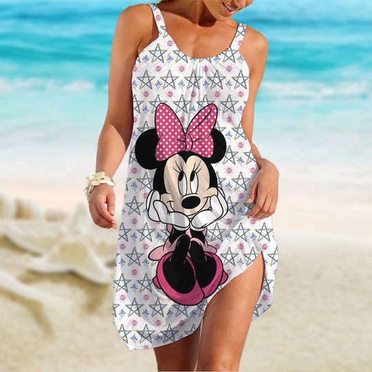 Minnie Sling Summer Dress, Minnie Mouse Women Dress, Disneyland Dress Women, Disney Family Trip Dress For Mom, Summer Gifts