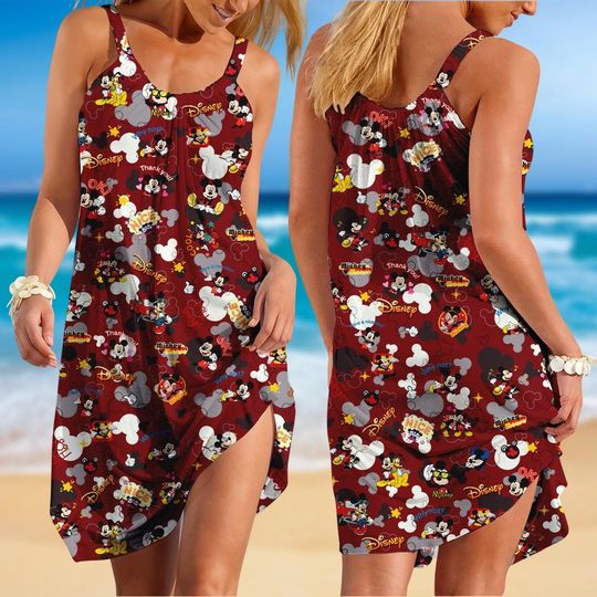 Mickey Mouse Women Dress, Disney Women Women Sundress, Mickey Head Beach Dress, Magic Kingdom Shirt, Summer Gift