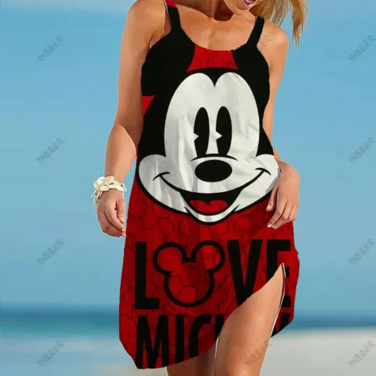 Disney Minnie Mickey Mouse Summer Sleeveless Dress for Women
