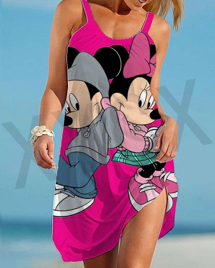 Minnie Mouse Women's Summer Sleeveless Beach Dress